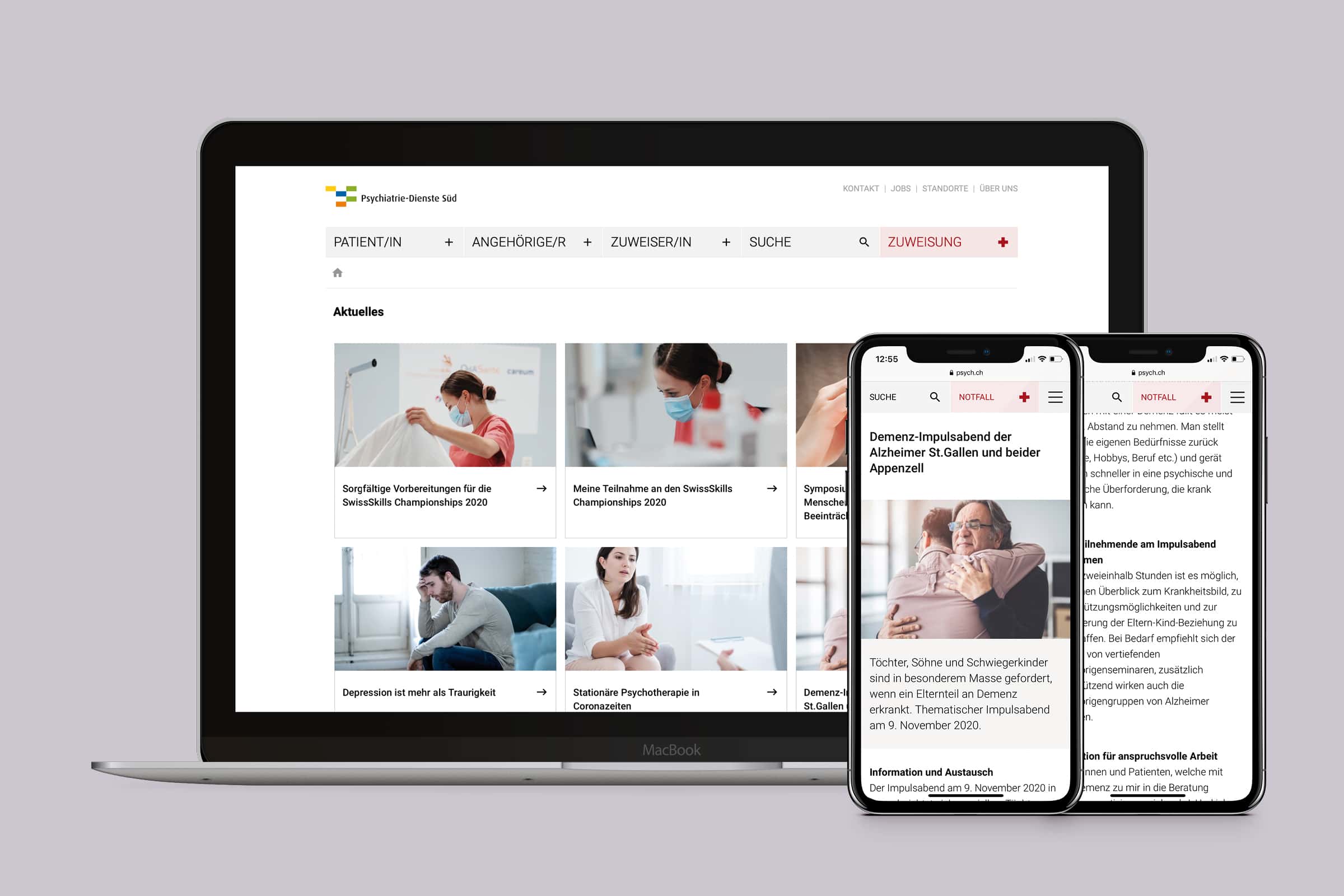 Corporate Website St.Gallische Psychiatriedienste Süd