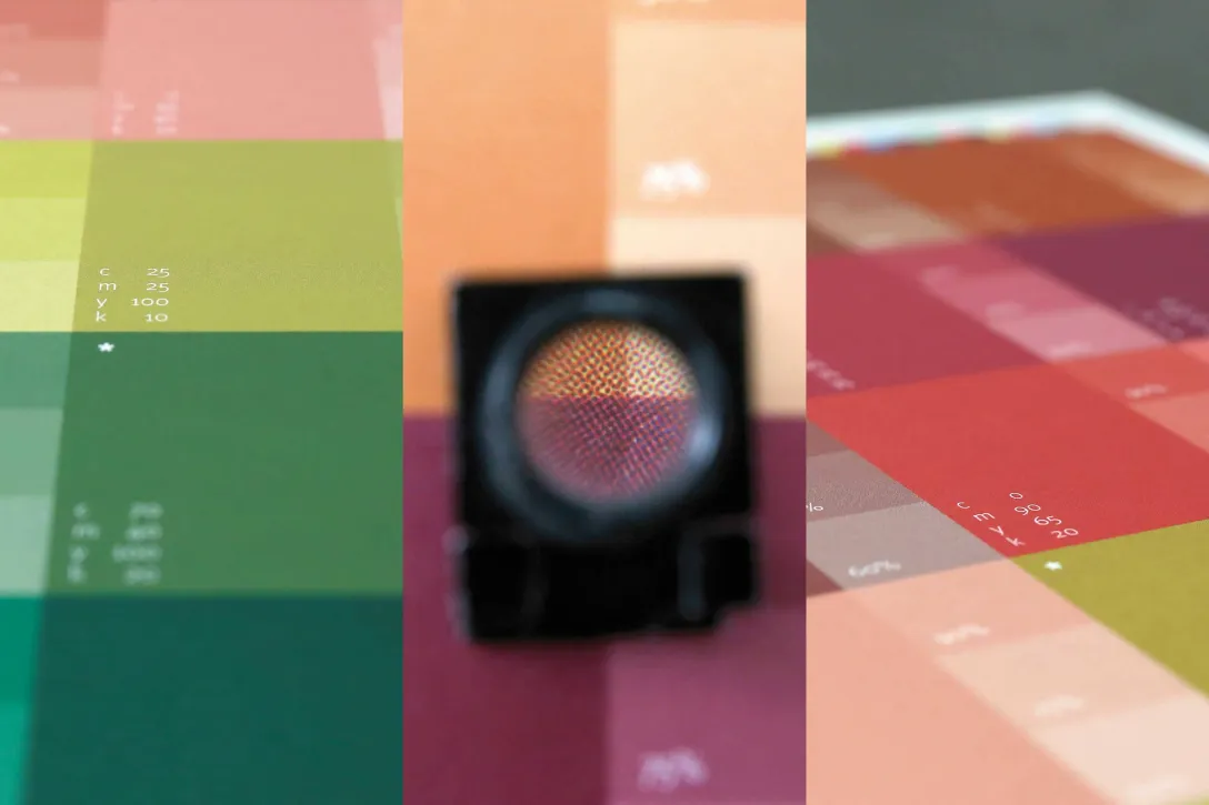 Farbe, Andruckbogen, Fadenzähler, Farbdefinition, Farbreproduktion