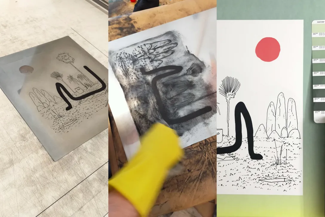 Speisekarte, Kunstobjekt 40 Jahre, Neuste Edition, Druckplatte, Farbabstimmung, Gedruckt auf Corona delle Cartiere Magnani