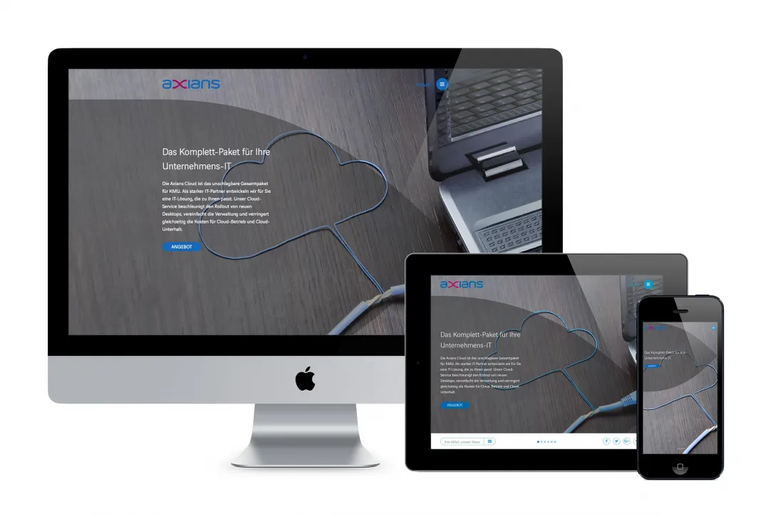 Axians Cloud, Service, Winterthur, Dienstleistungs-Unternehmen, Microsite, Mobile Optimierung, Startseite
