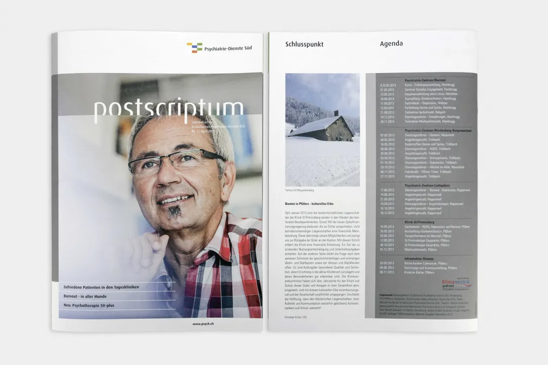 Abblidung Mitarbeiter, interne Kommunikation, Agenda, Inhaltseite, Lesbarkeit