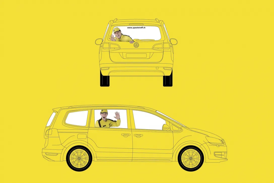 Beschriftung von Ersatzauto, Positionierung