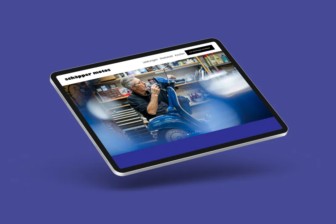 Schäpper Motos, Website Relaunch, Responsive, iPad, Webseite, Vespa, Bild-Slider, Adicto