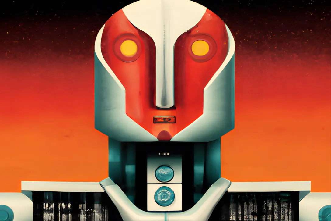 Robotergesicht als Illustration, Büste einer Maschine, künstliche Intelligenz