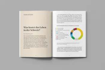 Diagramm, Kuchen-Diagramm, Farbenfroh, Lebenskosten in der Schweiz, Doppelseite VPZ Kompendium, Edition 01