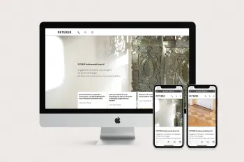 Website Relaunch, User Interface, Peterer Rechtsanwalt & Notar, zeitloses Design, Individualität, iMac, iPhone